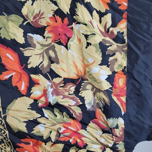 Vintage silk zip up bomber jacket foliage print - Picture 7 of 8